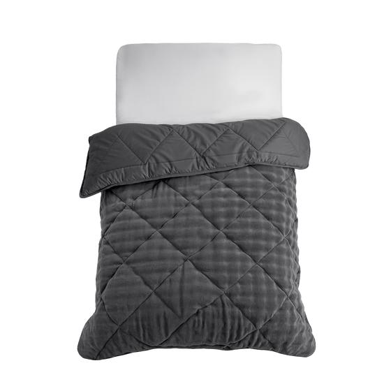 Lazy all-in-one duvet Pom Pom Fur - Anthracite on bed