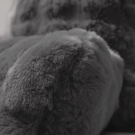 Comfortable backrest cushion pompom fur - anthracite - close-up