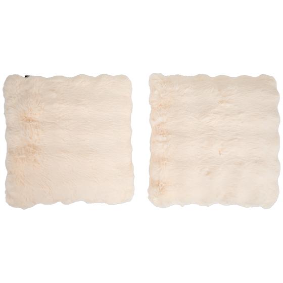 Pompom Fur throw – cream white – with 2 cushions