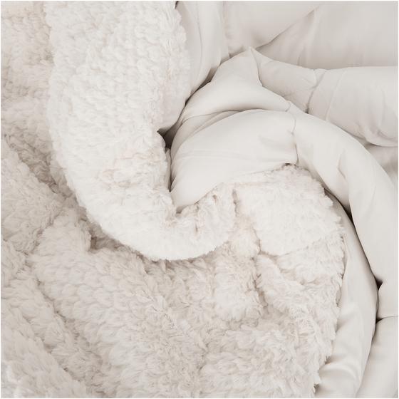 Lazy all-in-one duvet Teddy fur 140 x 200 cm - beige - close-up of fabric