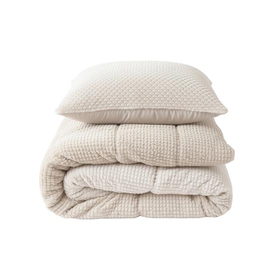 Lazy all-in-one duvet Teddy fur 140 x 200 cm - beige - folded set