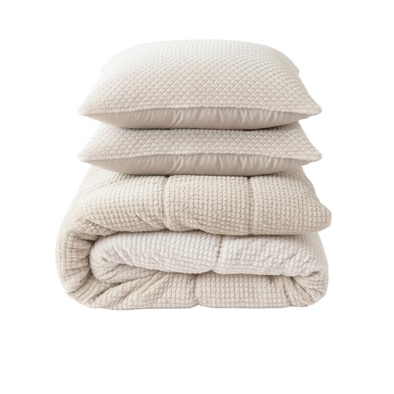 Lazy all-in-one duvet Teddy fur 240 x 200 cm - beige - folded set