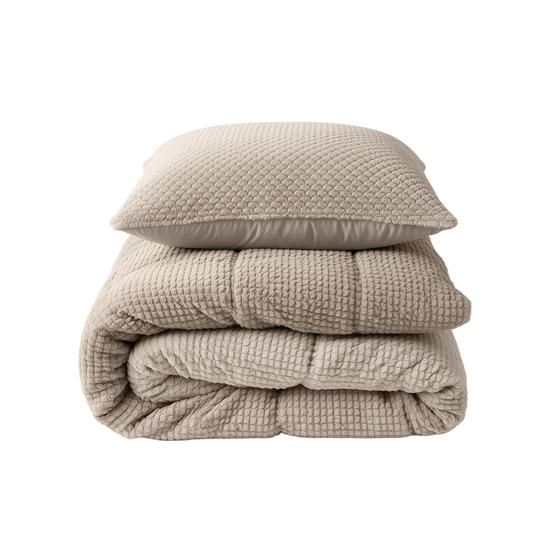 Lazy all-in-one duvet Teddy fur 140 x 200 cm - taupe - folded set