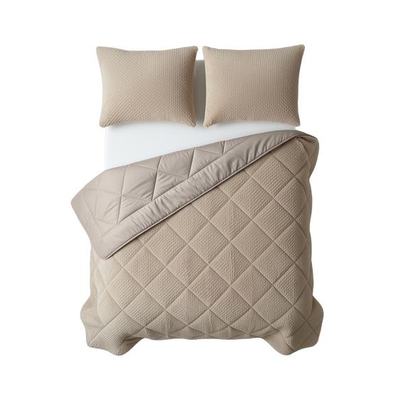 Lazy all-in-one duvet Teddy fur 200 x 200 cm - taupe - top view