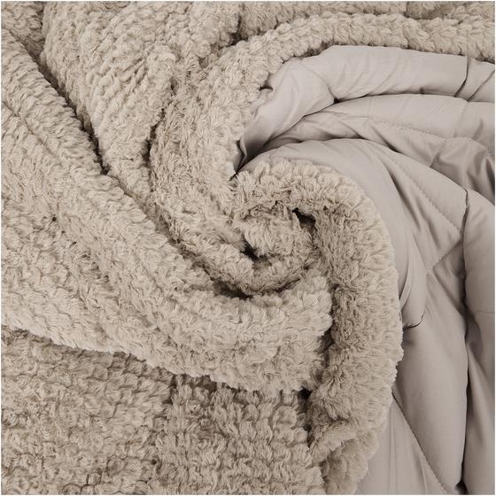 Lazy all-in-one duvet Teddy fur 240 x 200 cm - taupe - close-up of fabric