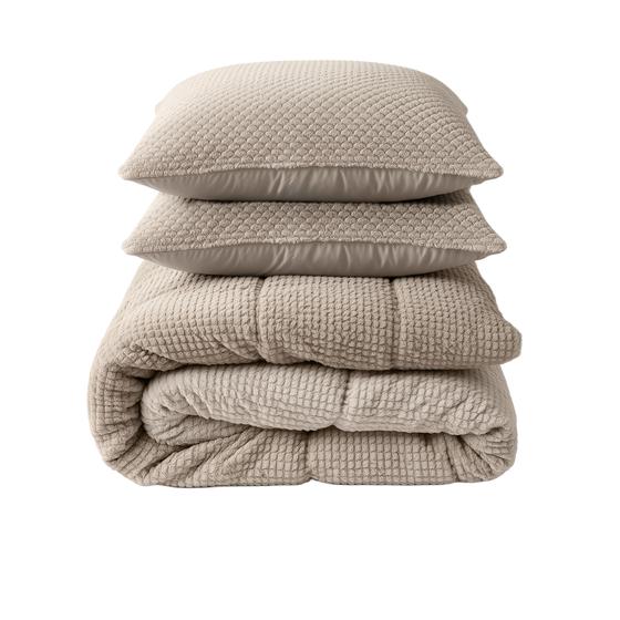 Lazy all-in-one duvet Teddy fur 240 x 200 cm - taupe - folded set