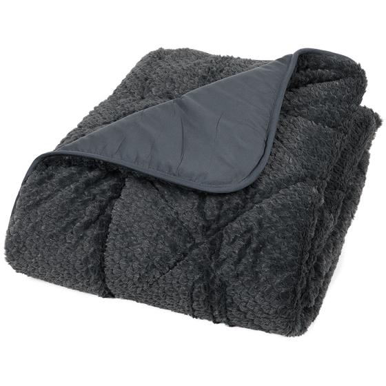 Lazy all-in-one duvet Teddy fur 140 x 200 cm - anthracite - folded