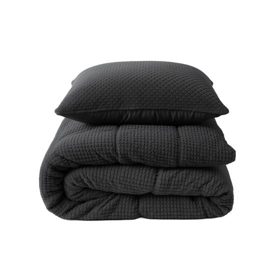 Lazy all-in-one duvet Teddy fur 140 x 200 cm - anthracite - folded set