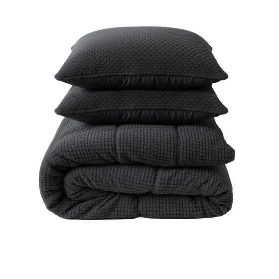 Lazy all-in-one duvet Teddy fur 200 x 200 cm - anthracite - folded set