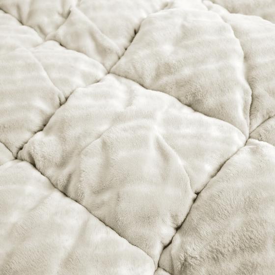 Lazy all-in-one duvet Pom Pom Fur - Cream White - close-up material