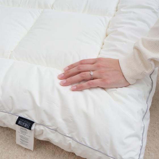 Premium percale cotton mattress topper 160 x 200 cm - white - soft fabric