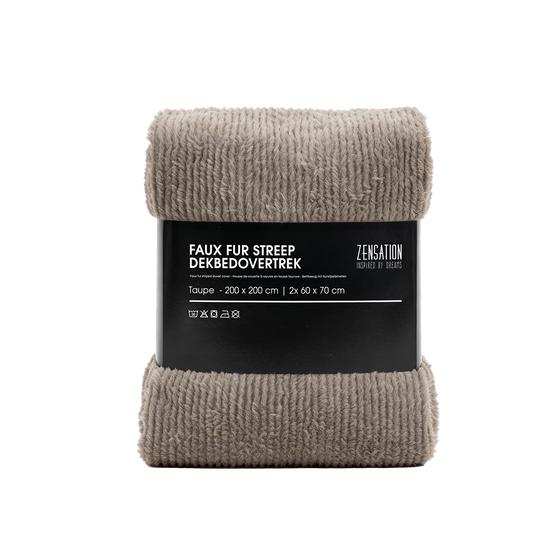 Faux fur duvet cover - 200 x 200/220 cm - taupe - in packaging