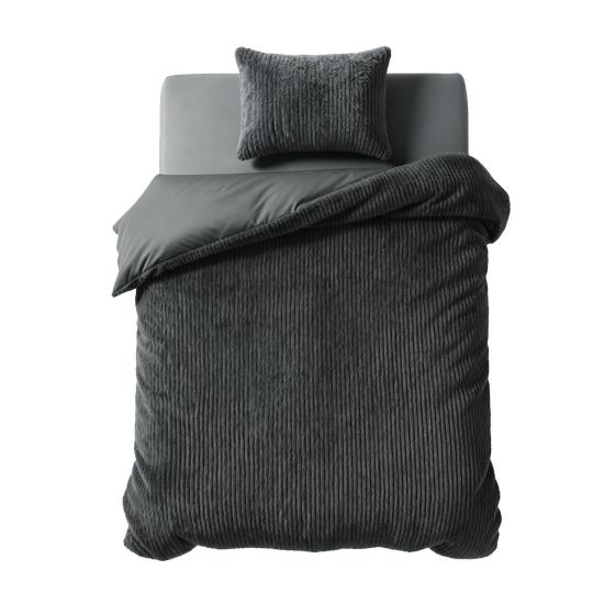 Faux fur duvet cover - 140 x 200/220 cm - anthracite