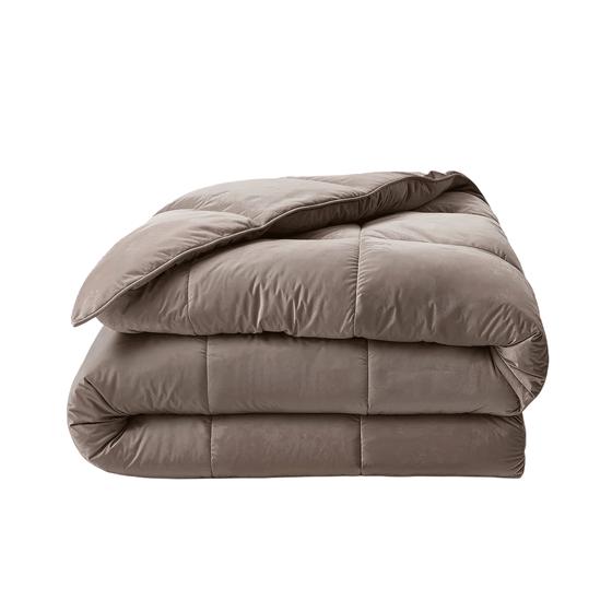 Lazy all-in-one 200 x 200 cm duvet and duvet cover Velvet - taupe - folded duvet