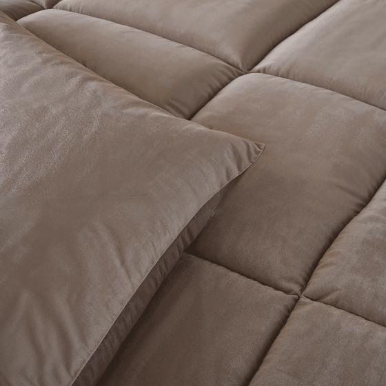 Lazy all-in-one 200 x 200 cm duvet and duvet cover Velvet - taupe - close-up of velvet material