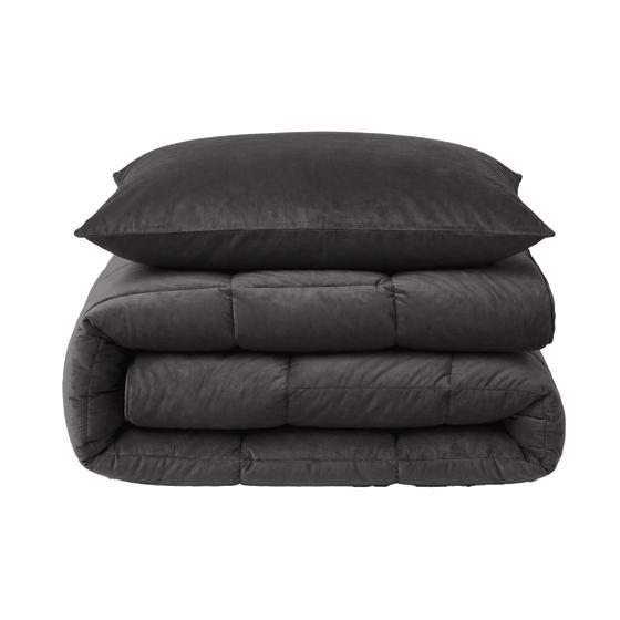 Lazy all-in-one single duvet and duvet cover Velvet - anthracite
