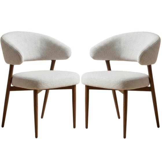 Japandi eetkamerstoelen met bouclélook 2 stuks