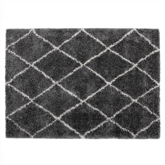Grey rug with chequered pattern