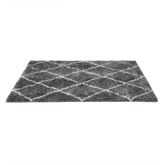  The Grey rug with chequered pattern up  close