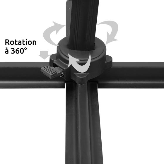 Rotation à 360 degrés du parasol déporté XL