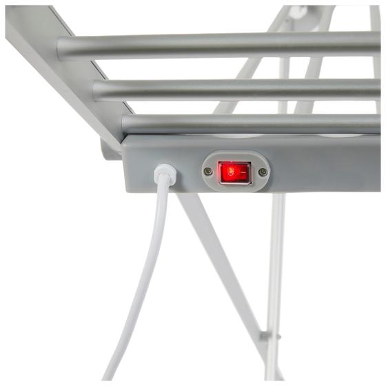 Close up button heated drying rack