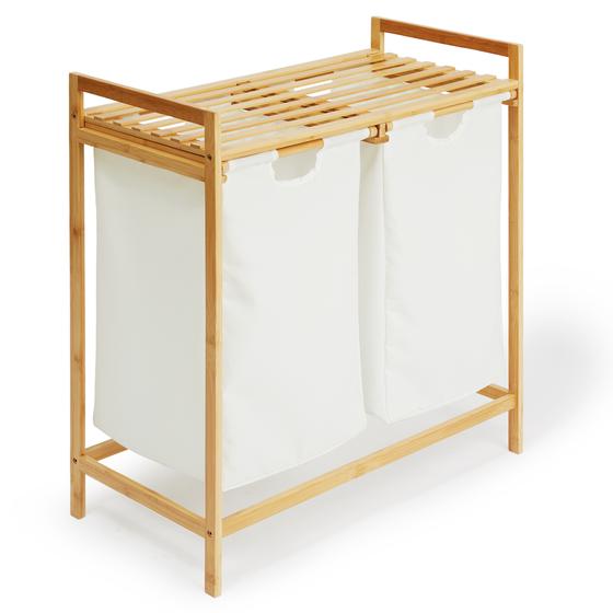 Bamboo laundry basket and rack