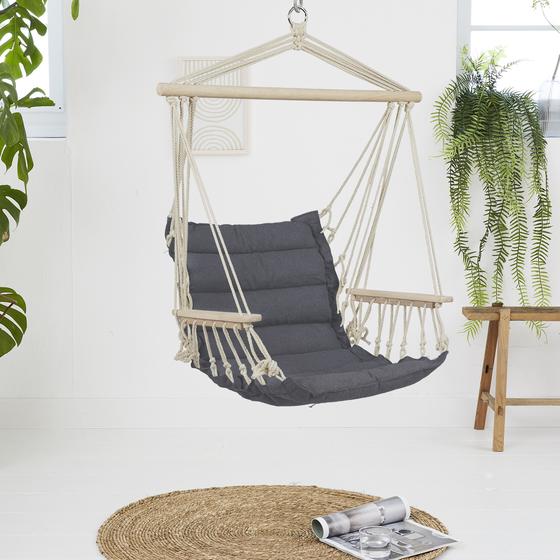 Anthracite hanging chair in the living room