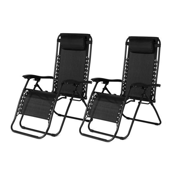Ligstoelen  Zwart - 2 stuks