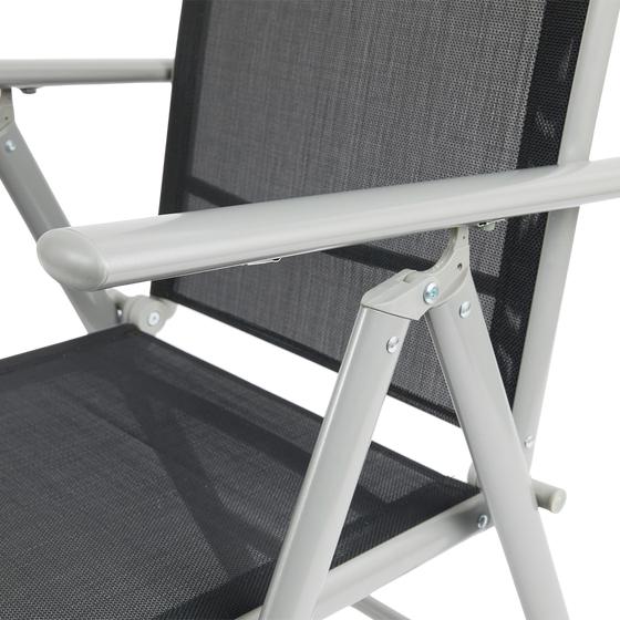 The seat of the aluminum chair