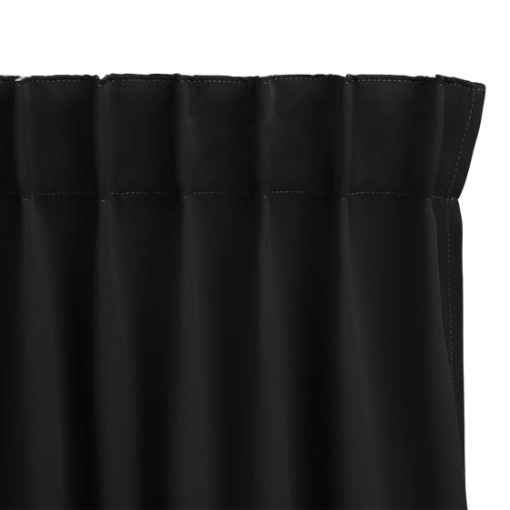 The top of the black blackout curtain