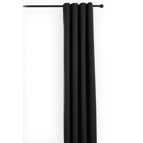 Ready-made blackout curtain with rings - Black