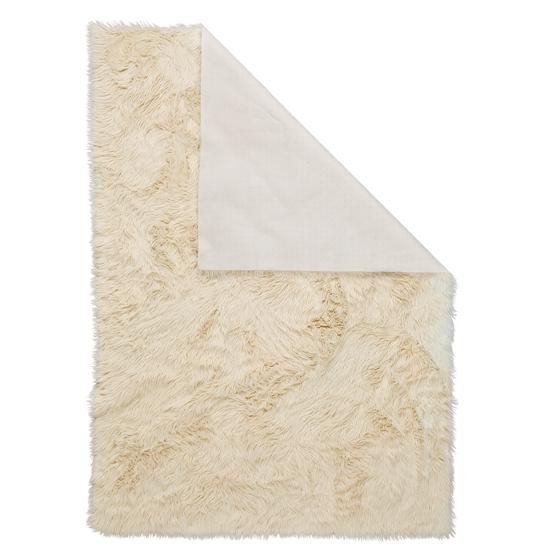 High-pile rug - Cream white corner folded