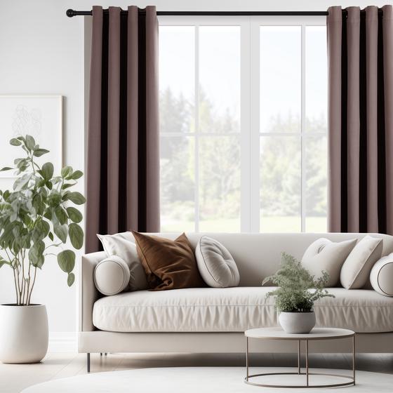 Ready-made blackout curtain with rings taupe room