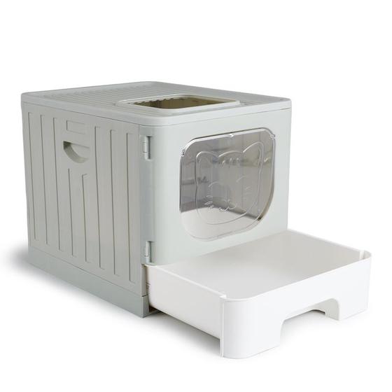 Litter box with open tray