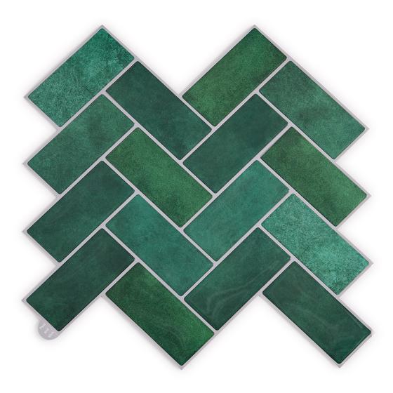 Adhesive strips kitchen/bathroom 23 pieces (2m2) - green herringbone