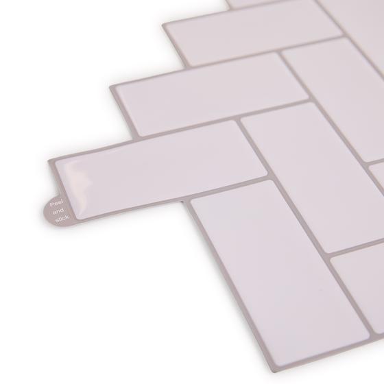 Plakstrips keuken/badkamer 23 stuks (2m2) - creme visgraat close-up plakrand