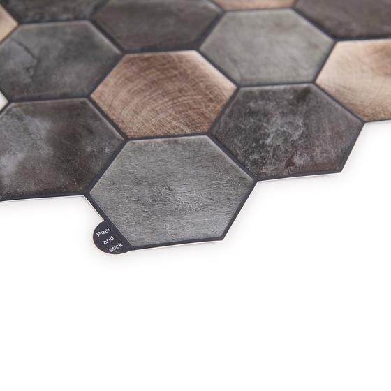 Plakstrips keuken/badkamer 23 stuks (2m2) - Hexagon dark gold close-up plakrand