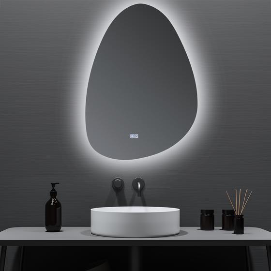 Miroir asymétrique LED salle de bain Ø 60 cm à intensité variable