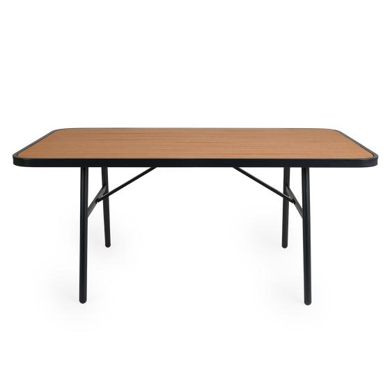 Front view of brown outdoor dining table - 170 x 90 x 75 cm 
