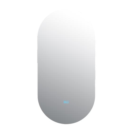 Oval bathroom mirror with LED lighting - switched on