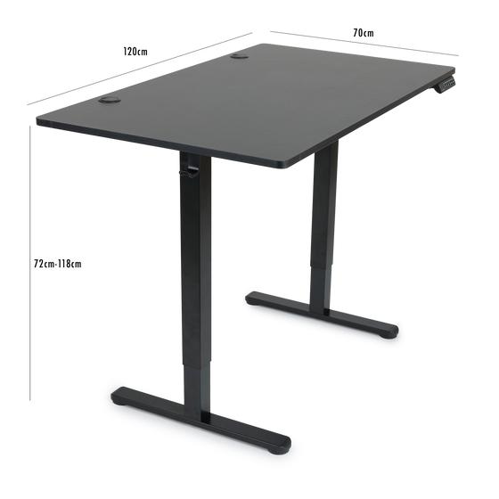 Electric height-adjustable sit/stand desk with dimensions