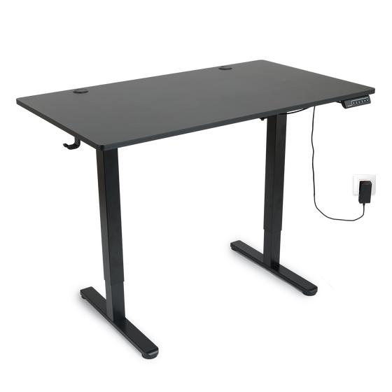 Electric height-adjustable sit/stand desk with plug
