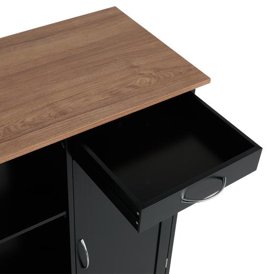 Kitchen trolley black on wheels - close-up of drawer