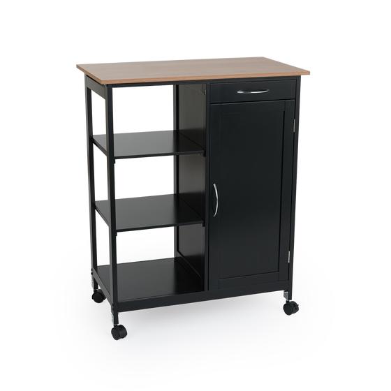 Kitchen storage trolley black on wheels