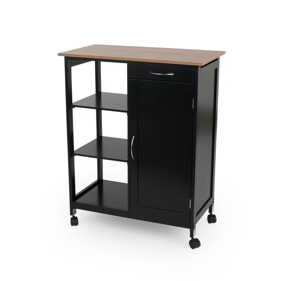 Kitchen trolley black on wheels - white