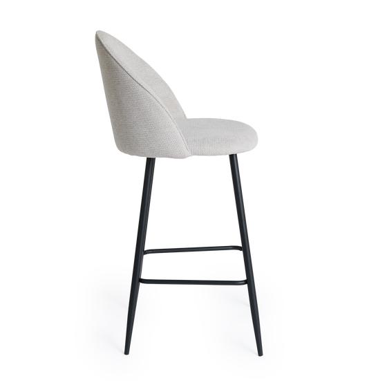 Chenille grey bar stool - side view left