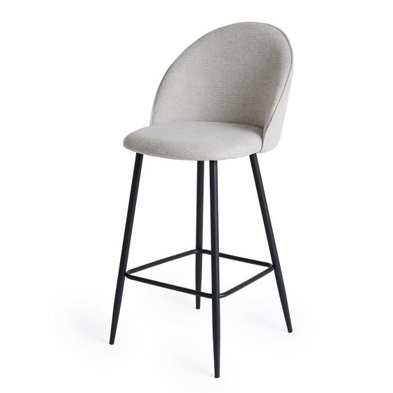 Chenille grey bar stool - side view