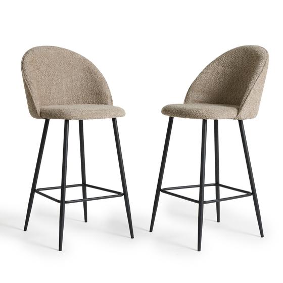 Bouclé bar chairs - set of 2 - soft taupe - soft taupe