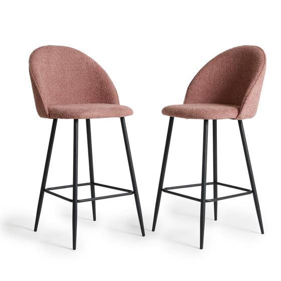 Barkrukken bouclé - 2 stuks - Smokey Rose