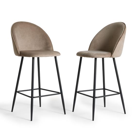 Velvet bar chairs - set of 2 - Simple Taupe
